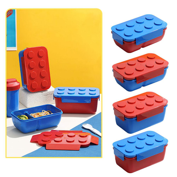 Lunchlåda Byggklossar Bento Box För Barn Matförvaring Mikrovågssäker Matlåda P0e8 blue 1300ml