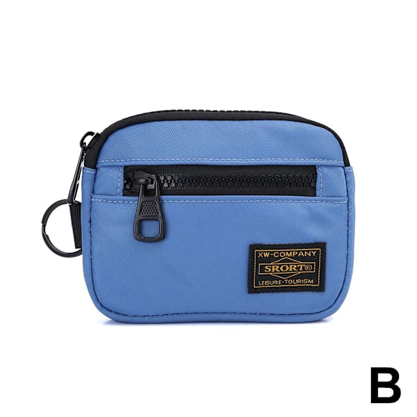 Casual Myntbörs för Män Canvas Dragkedja Plånbok Retro Nyckelhållare Sm Blue One size