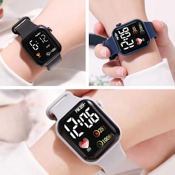 LED Elektronisk Klocka Mode Regnbåge Fyrkantig Silikonklocka Studentarmband Fitness Mode J5O4 Orange One size