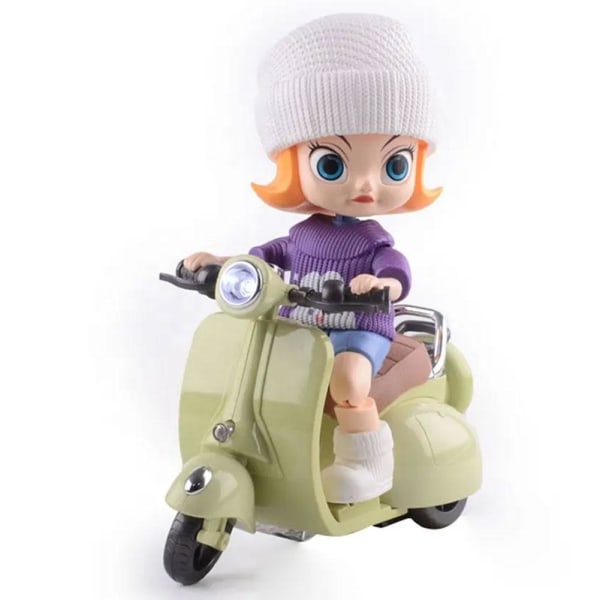 Elektrisk trehjuling motor leksak ridning motorcykel stunt musik Univer green  with doll