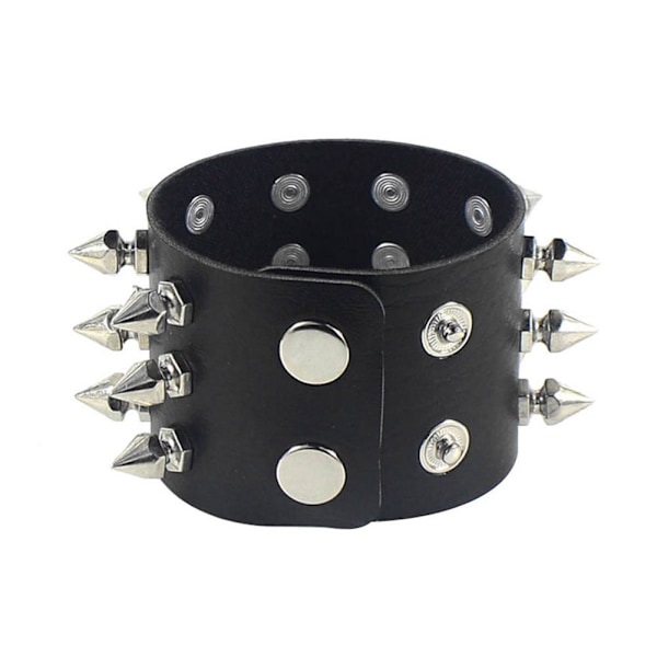 Punk Gothic Överdrivet Läderarmband Tre Raders Armband C5V6 Pin.'