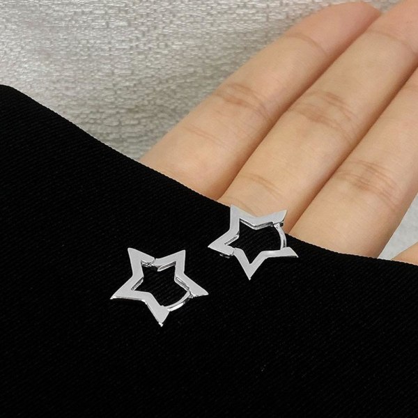 Silver-/guldpläterade Bold Star Hoops Örhängen för kvinnor\ Gold One size