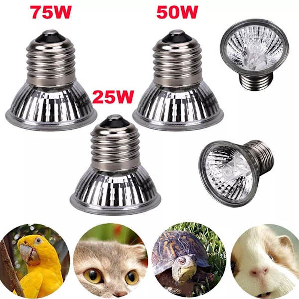 UVA+UVB 25W-75W Reptil Värmelampa Solplatslampa För Sköldpadda Ödla UK NY 75W 1pcs