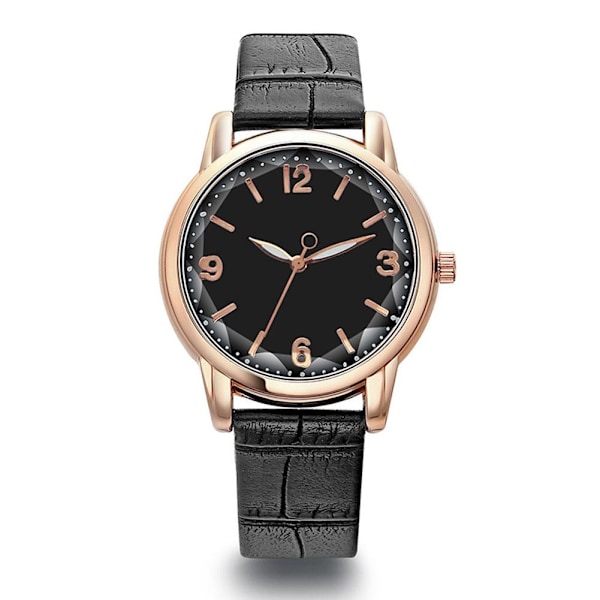 Nytt Mode Casual Dam Quartz Klocka PU Läder Färg Armband Flicka Urtavla Klocka Studentpresenter O0X5 Black One size