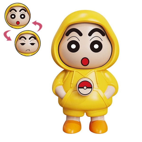 Crayon Shin-chan Ansiktsbytande Docka Nyckelring Leksak Pressleksak Dekompression Uttryck A2Z0 Yellow One size