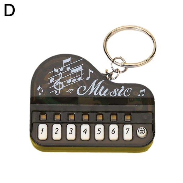 Bärbar Musikinstrument Leksak Piano Nyckelring Mini Elektronisk K black one-size