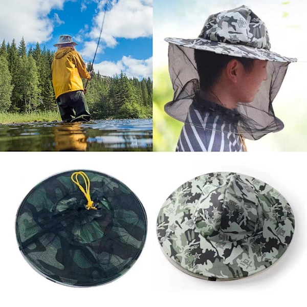 Mygg Huvud Ansikte Nät Hatt Bi Insekt Bugg Skydd Dold Mesh Fiske Ca U7Z5 A 1SIZE