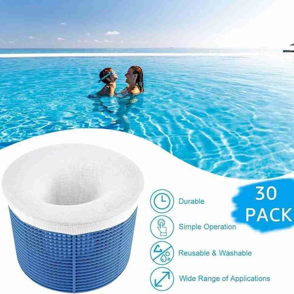 Filterstrumpa Poolskydd Simbassäng Skräp Set Uppblåsbara Skräpskydd K6K9 whiteC 20pcs
