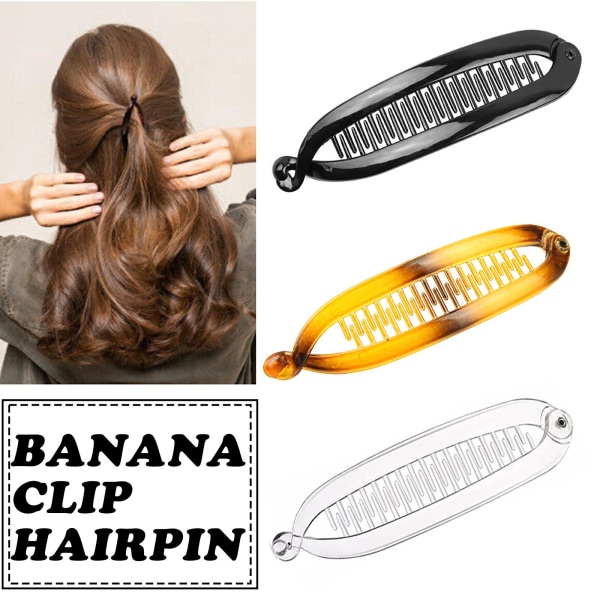 Banan hårklämma Korn Twist Kam Clamp Grip Slide Fisk Banan Transparent One-size