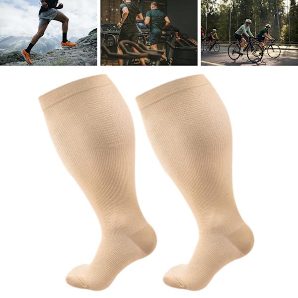 Stora och tjocka strumpor, sportkompressionsstrumpor, tryckstrumpor, färg, fitness, löpning, enfärgad C7g0 complexionL 2XL