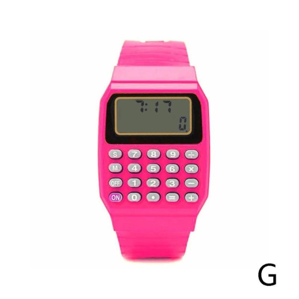 Retro Geek 80s Ovanlig Miniräknare Herr Watch 7 Colo pink null