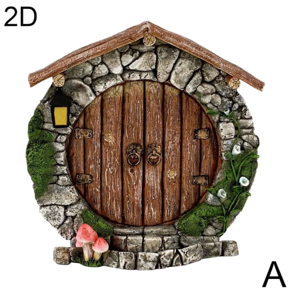 Wokii Miniatyr Fé Gnome Hem Fé Trädgårdsdörr Trädgårdstomtar Utomhus Féhus Miniatyr Hem Fönster Och Dörr Passar för Träd Statyer Tr C One-size