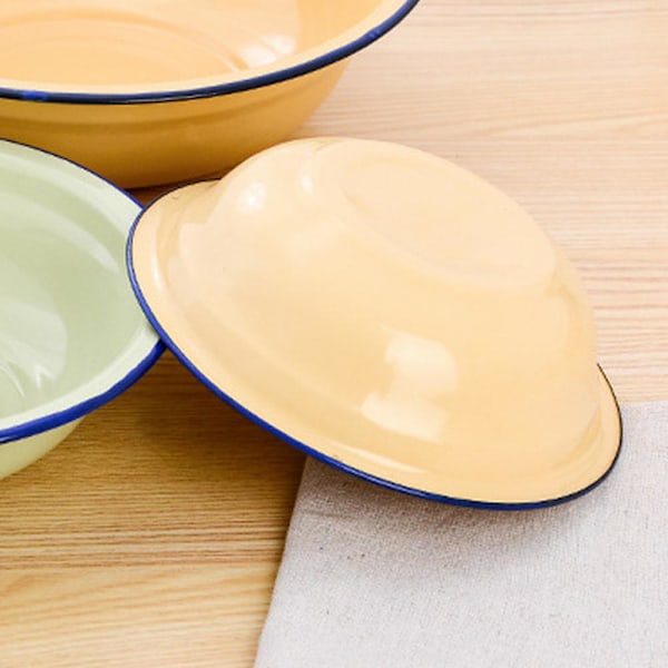 Emajerad Enkel Soppskål med Böjd Kant Gul Multi-specifikation Grön Nostalgisk Emajerskål Ris Q3n1 Green 16cm