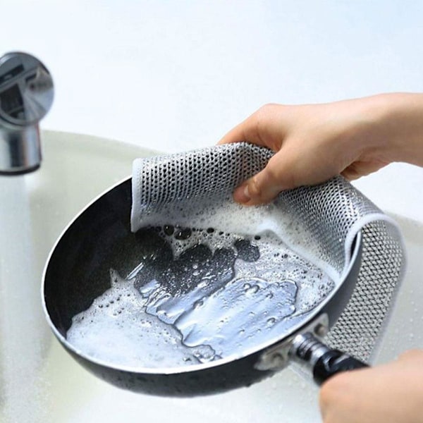 Diskhandskar med silvertråd Hushållsduk Rengöring Kök Diska Skål { W7V8 Double layer 20*20cm