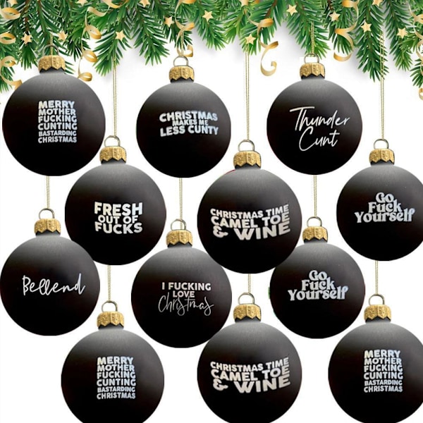 Svordomsfull Julgranskule-Bundle - 12x Roliga Julgransprydnader, Julgranskulor R1U2 white 1set