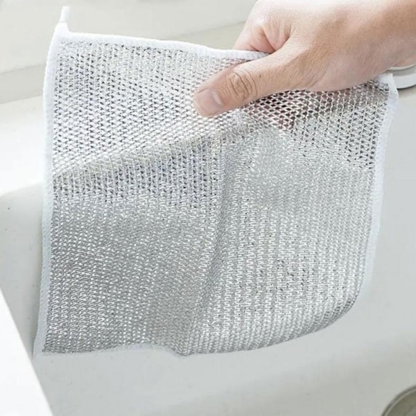 Diskhandskar med silvertråd Hushållsduk Rengöring Kök Diska Skål { W7V8 Double layer 20*20cm