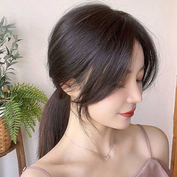 Eight Bangs Damperuk 3D Huvud Tunn Sektion Medium Simulerad Lugg Peruk Delad A0H8 light brown one size