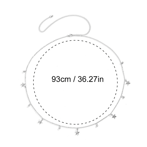 Midjekedja i retrostil med stjärnhänge, mode midjeband kropp Silvery 1pcs