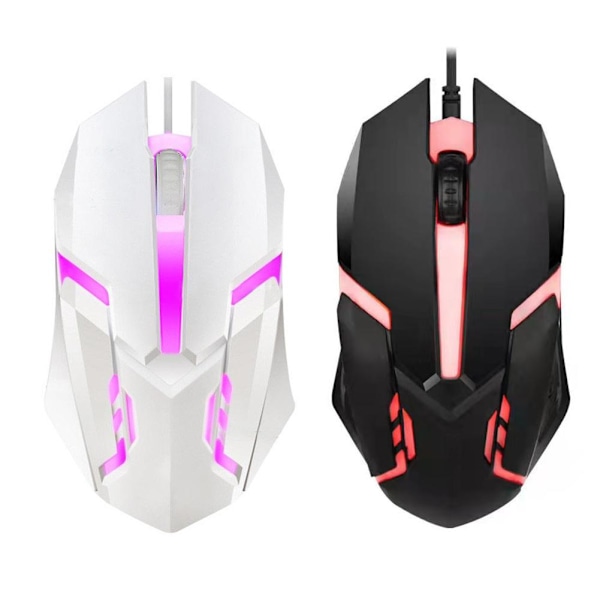 BaYuYPOO Trådbunden Gamingmus med 7 Färger Cool LED Andningsljus för Stationär Dator Laptop Optisk Trendig Spel Gaming Möss P1i6 Mus white one-size