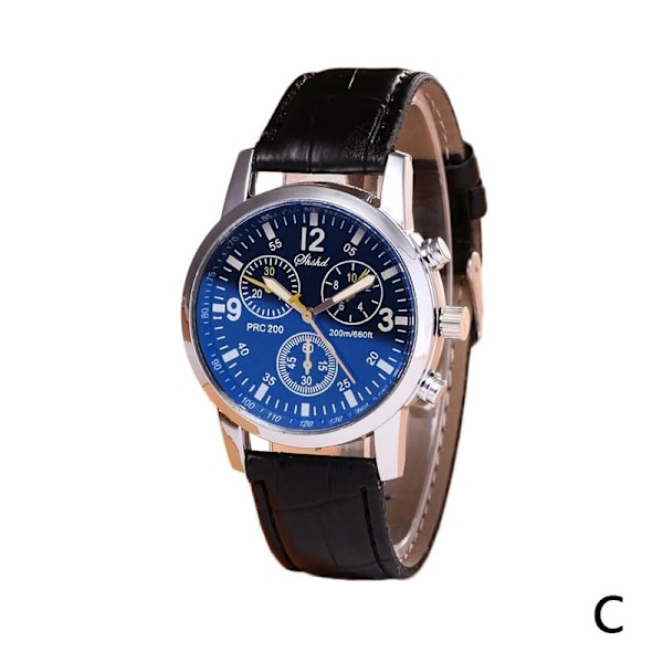 Herr Läder Militär Casual Analog Quartz Armbandsur Ny N6H4 black One-size