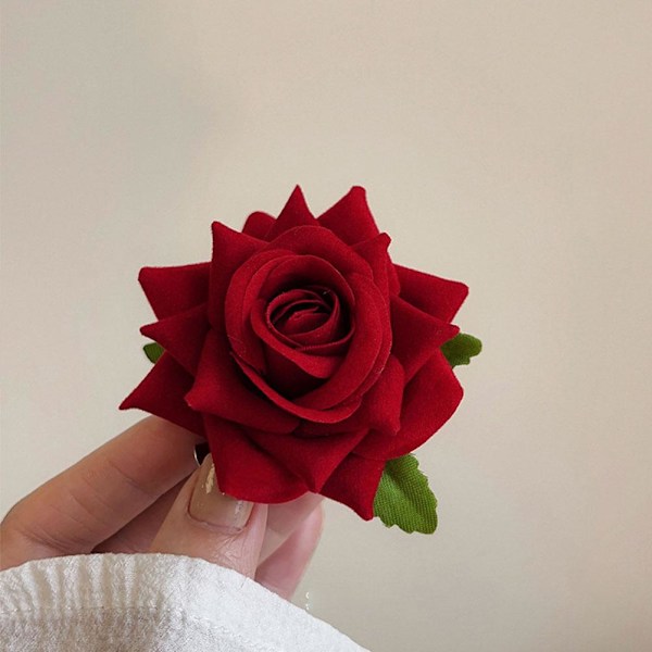 Ros Hårnål Högkvalitativ Hårnål för Lösa Hårstrån Anknäbbsklämma Högt Värde Brosch Hårprydnad Hårblomma W1B4 red one-size