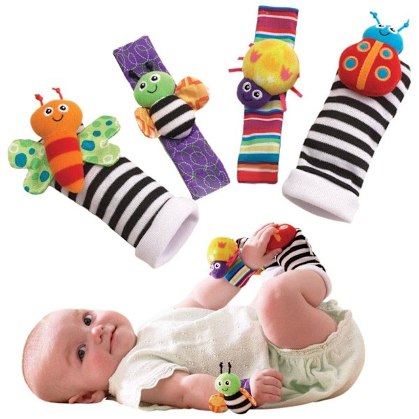 Baby Skallror Leksaker Bitringar Tidig Utveckling Lärleksak Nyfödd Leksak Baby Pojke Flicka V9r8 multicolorB 4pcs