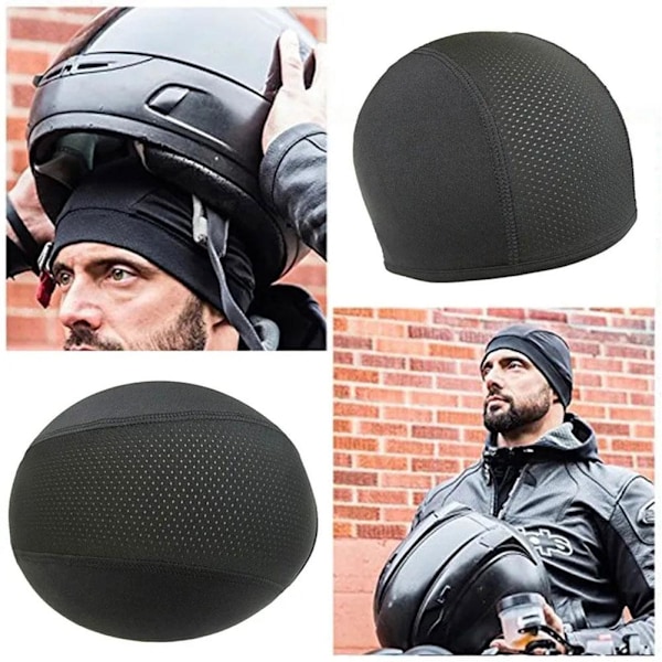 1 st Andningsbar Sport Snabbtorkande Skull Cap Hatt Ridfoder Inner USD H0V3 black onesize