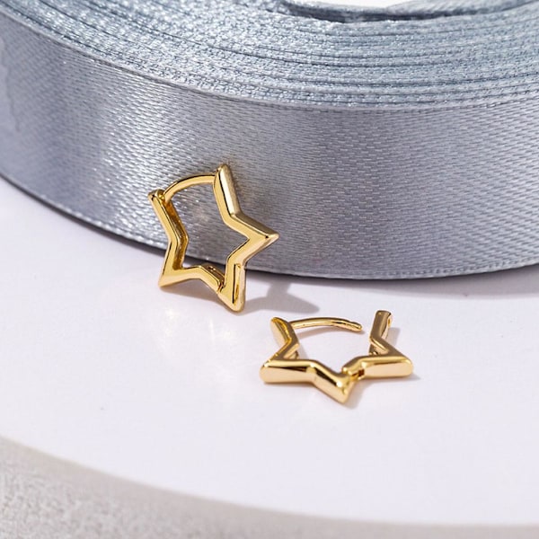 Silver / Guld Färgpläterade Djärva Stjärnörhängen GXaud W9C7 För Kvinnor M5G6 Silver One size
