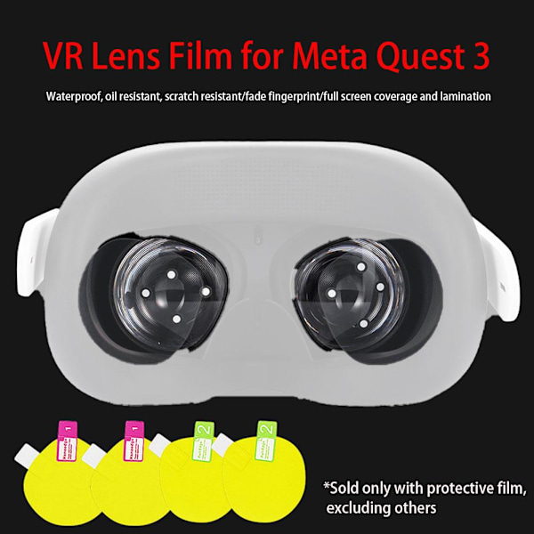 4 st Skyddsfilm Linsskydd för Meta Quest 3, Repskyddande Linsfilm VR Skärmskydd för Virtuell Verklighet Linser, Ersättning