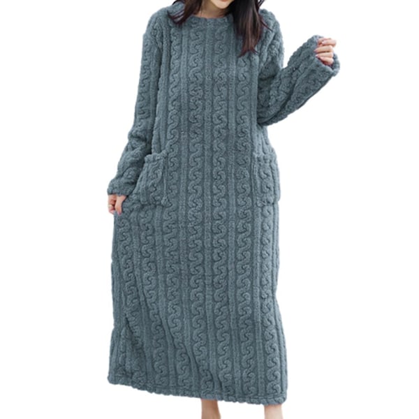 Kvinnor Vinter Tjock Nattlinne Mjuk Korall Sammet Långärmad S Purple One size