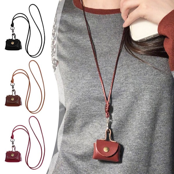 Dam Liten Väska Halsband Vintage Läder Växelväska Kedja Liten Väska Tröja Läder Växel Y1o5 Red 1pcs