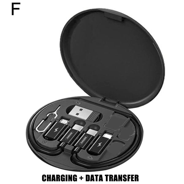 60W multifunktionell 60W USB -datakabel Snabbladdningslinjelagring black charging + data transfer