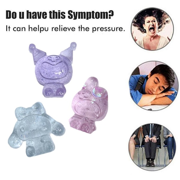 Söt Sanrio Kuromi Squishy Leksak TPR Dekompression Stresslindring Mjuk Klämleksak Nyhet Fidget Leksak pink one-size