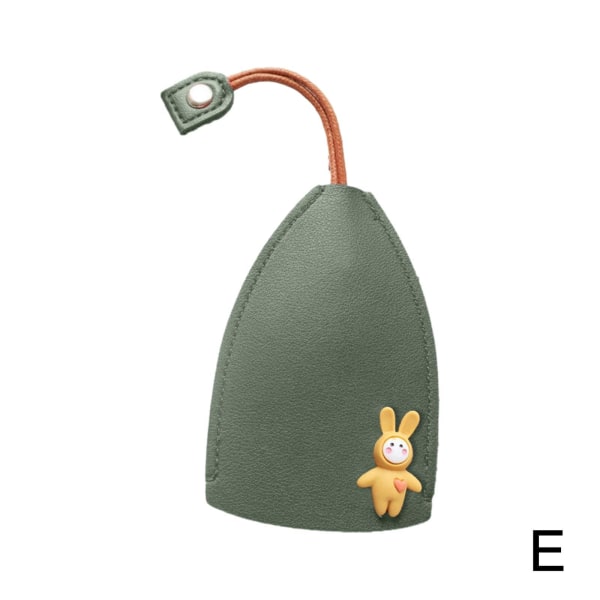 Bilnyckelhållare Case Nyckelring i läder Plånboksväska Skydd Fobs Cover Green yellow rabbit One-size