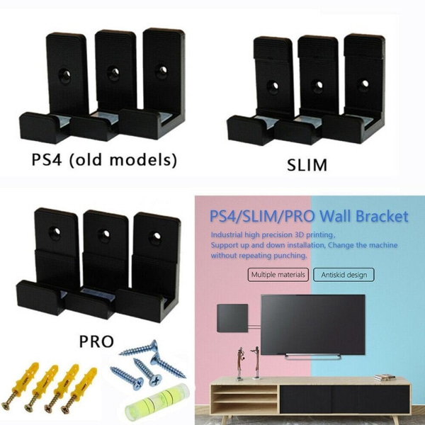 Set Väggfästehållare för PlayStation 4 PS4 Slim Pr black A