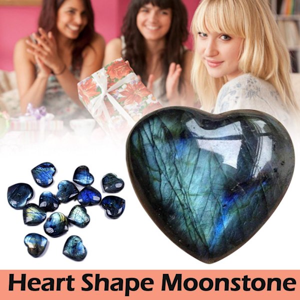 TPALPKT Naturlig blå månsten hjärtformad polerad kristallsten 2-3cm One-size