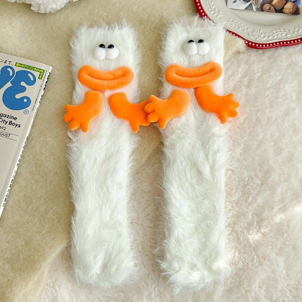 Söta och roliga strumpor Fula mellanhöga strumpor Höst- och strumpor Sovande Vintergolv Y8v6 White One size
