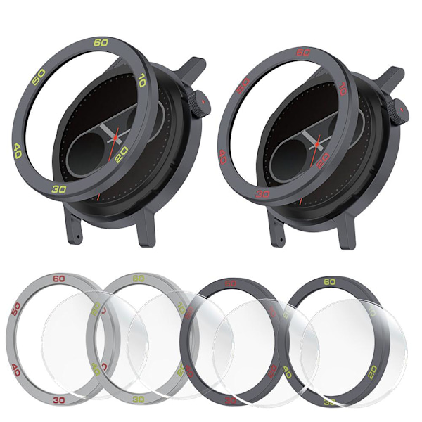 Bezel Styling Kompatibel med CMF by Nothing Watch Pro 2, Ersättningsram, Reptålig, Rostfritt Stål Skydd, Kompatibel grey red For CMF Watch Pro2