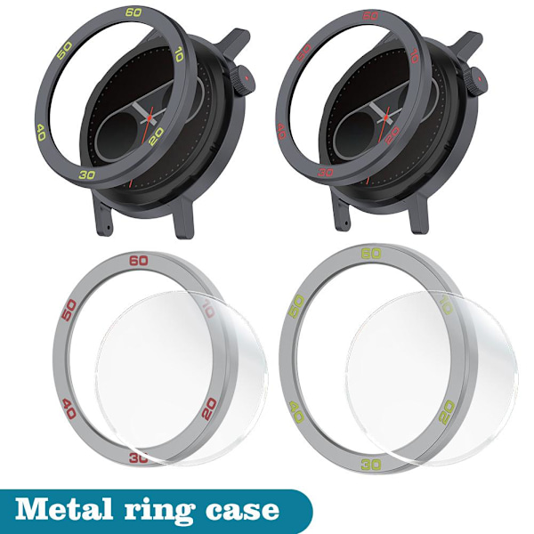 Bezel Styling Kompatibel med CMF by Nothing Watch Pro 2, Ersättningsram, Reptålig, Rostfritt Stål Skydd, Kompatibel grey red For CMF Watch Pro2