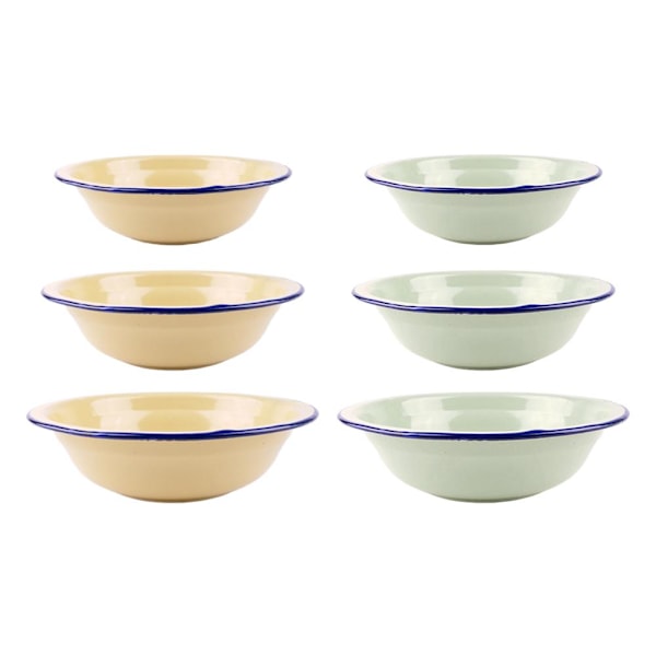 Emajerad Enkel Soppskål med Böjd Kant Gul Multi-specifikation Grön Nostalgisk Emajerskål Ris Q3n1 Yellow 16cm