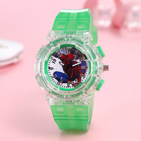 Cartoon Luminous Watch Cartoon Kids Spiderman Watch LED Light Ki Blue One size