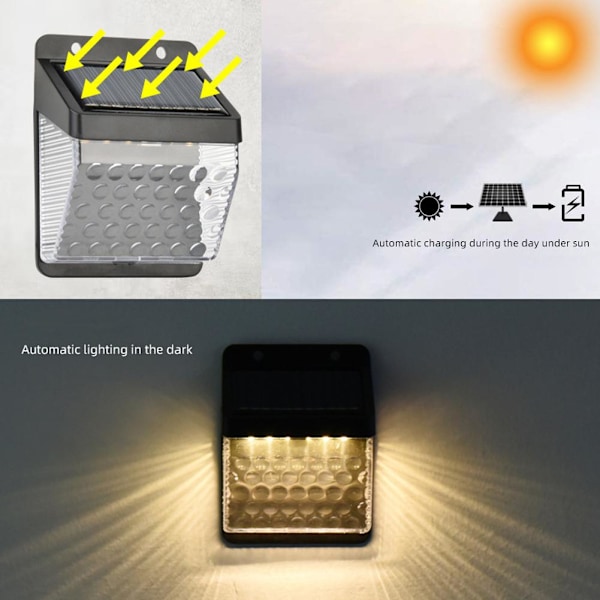 Solarlampor Utomhus Trädgård Hem Super Stark Kropp Led Gatutrappa Vattentät Belysning Q1w6 Warm light 1pcs