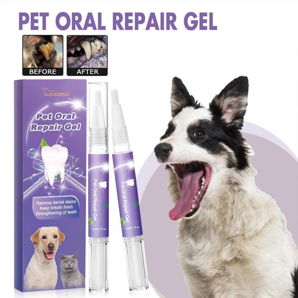 1/2x Pet O ral Repair Gel, Pet Teeth O ral Care Gel for Eliminat purpleB 2pcs