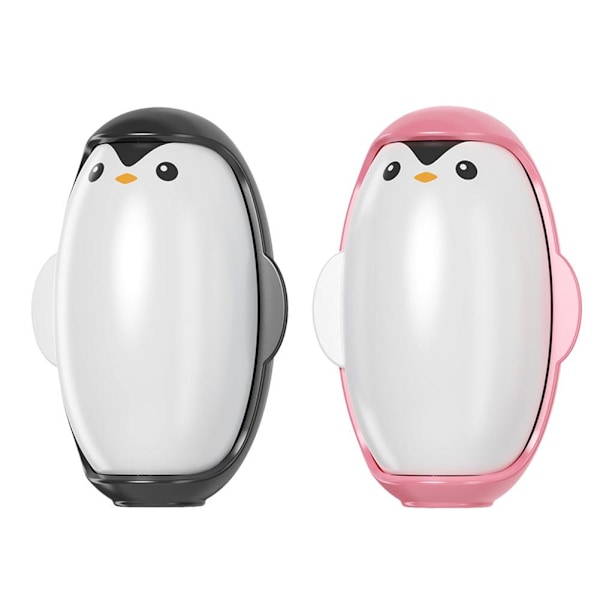 Mini Luddrulle, Söt Pingvinformad Luddrulle, Portabel Mini Tvättbar Luddrulle, Husdjurshårsborttagare för Resan, Återanvändbar Luddrulleboll, Port Black+Pink 2pcs