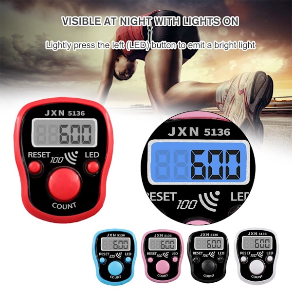 1x Digital Tasbih LED-display Pip-ljud Handräknare Dörr Finger Sembahyang Doorgift Digital Z9H0 red onesize