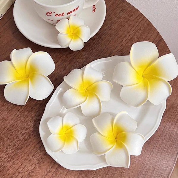 Falsk Äggblomma Hårnål Hawaiiansk Klämma Rese Huvudbonad Äggblomma ,` х( R8A7 R2F3 WhiteB large