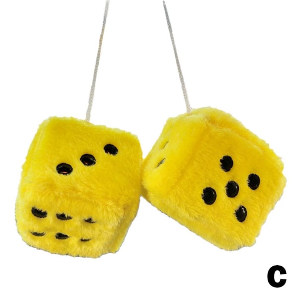 Bil Färgglad Mjuk Prickig Furry Fluffig Hängande Spegel Dice Fuzzy Yellow 1pcs