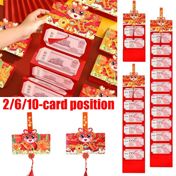 2024 Drakens år Tecknad Kreativ Vårfestival HOTS Rött Kuvert G2K8 B 10 card slots