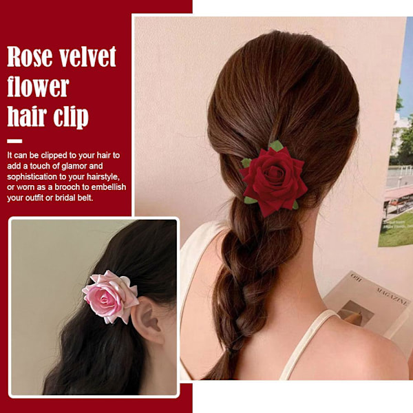 Ros Hårnål Högkvalitativ Hårnål för Lösa Hårstrån Anknäbbsklämma Högt Värde Brosch Hårprydnad Hårblomma W1B4 white one-size