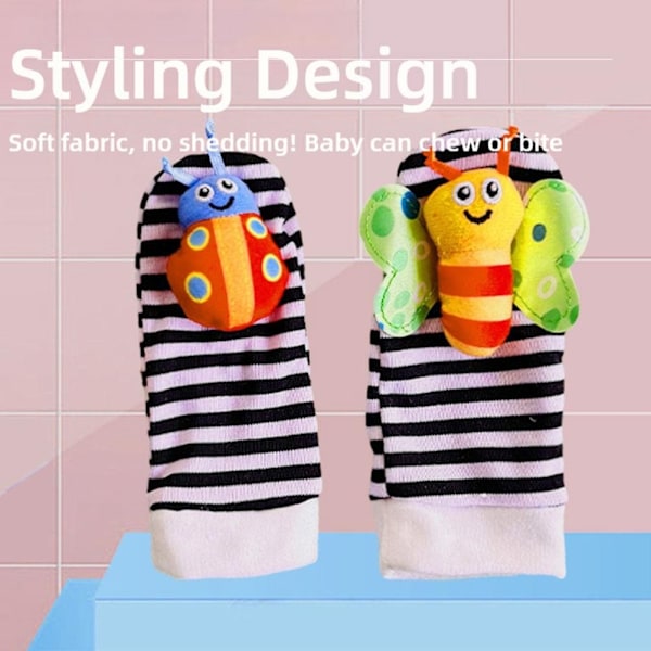 Baby Skallror Leksaker Bitringar Tidig Utveckling Lärleksak Nyfödd Leksak Baby Pojke Flicka V9r8 multicolorB 4pcs